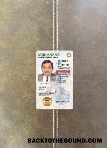 Scarica USA Arkansas Carta d'identità under 21 foto-look Fronte Campione mockup