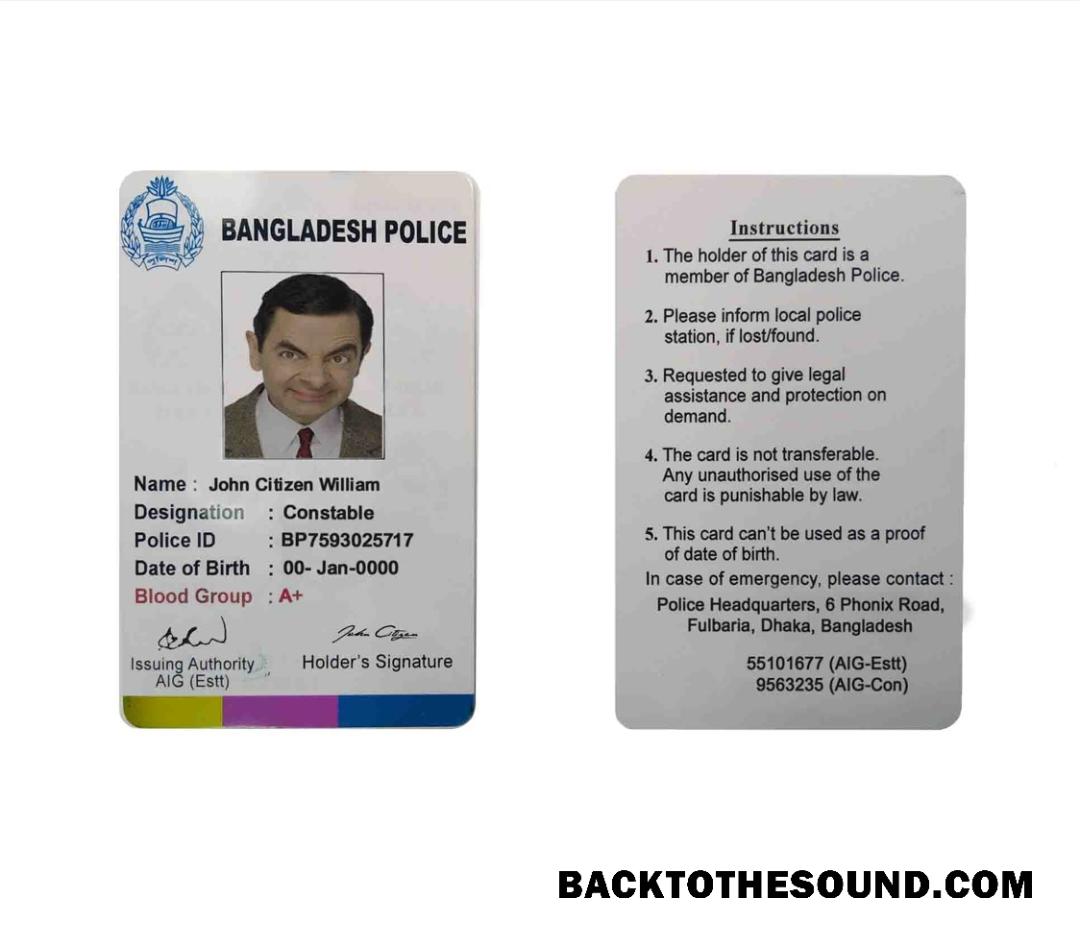 İndir Bangladeş polis Kimlik Örnek tasarım