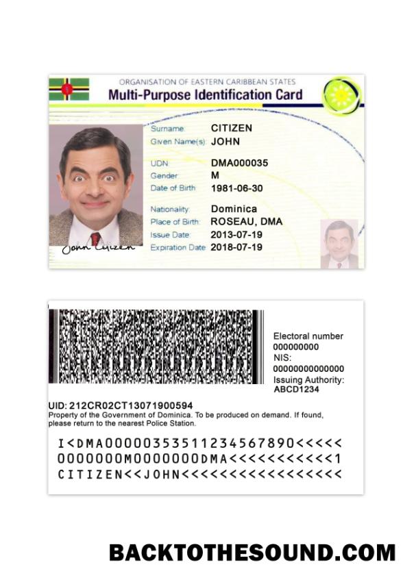 İndir Eastern Caribbean States multi purpose indentification Kart Örnek ön izleme