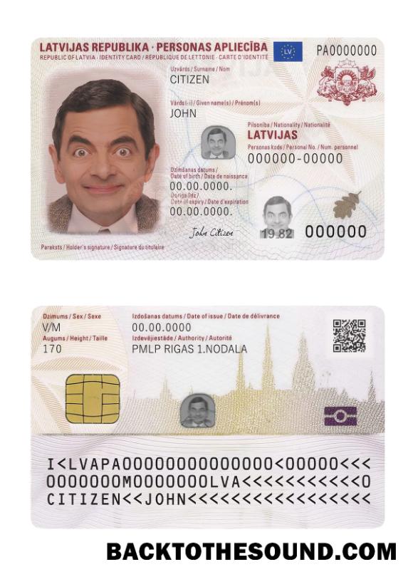 İndir Letonya Kimlik Kartı, 2019 Mevcut Örnek taslak