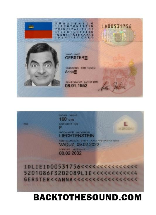 İndir Lihtenştayn Kimlik Kartı Örnek örnek