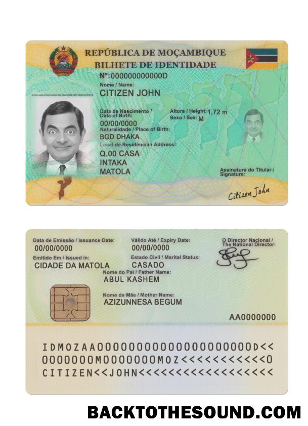 İndir Mozambik Kimlik Sürüm 2 Örnek tasarım