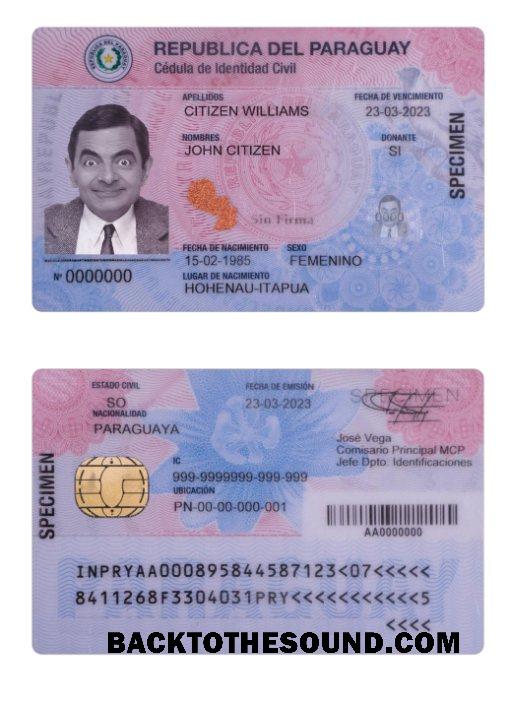 İndir Paraguay Kimlik Kartı 2023 Mevcut Örnek örnek
