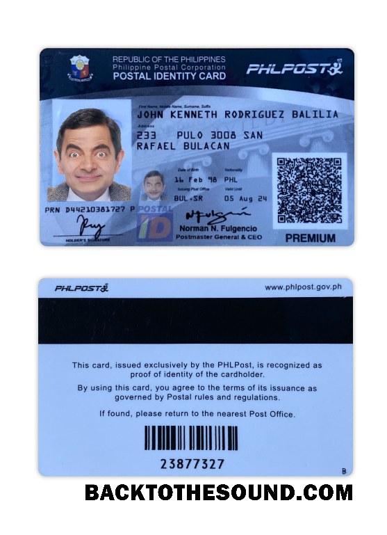 İndir Filipinler postal Kimlik Kart Örnek ön izleme