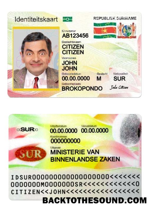 İndir Surinam Kimlik Kartı Örnek taslak