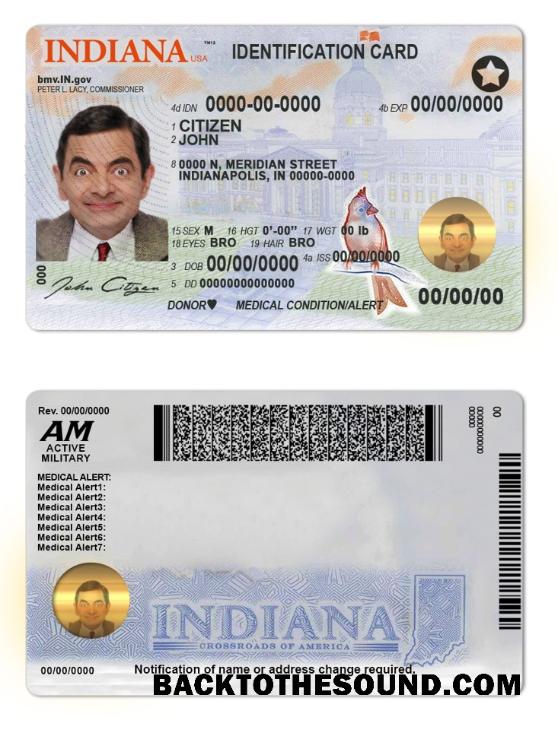 İndir ABD Indiana state Kimlik Örnek tasarım