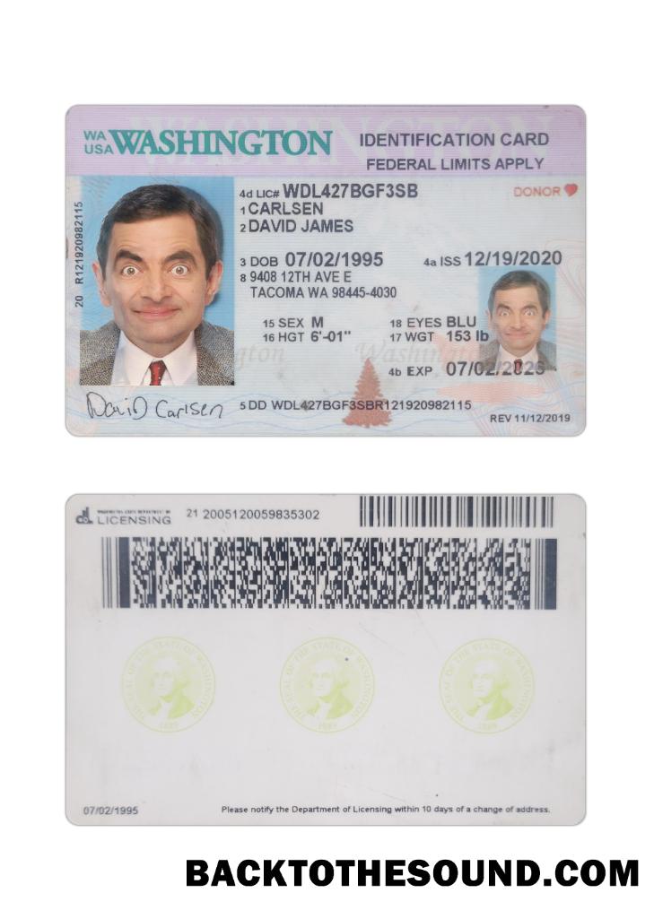İndir ABD Washington Kimlik Kartı 2020 Mevcut Örnek taslak