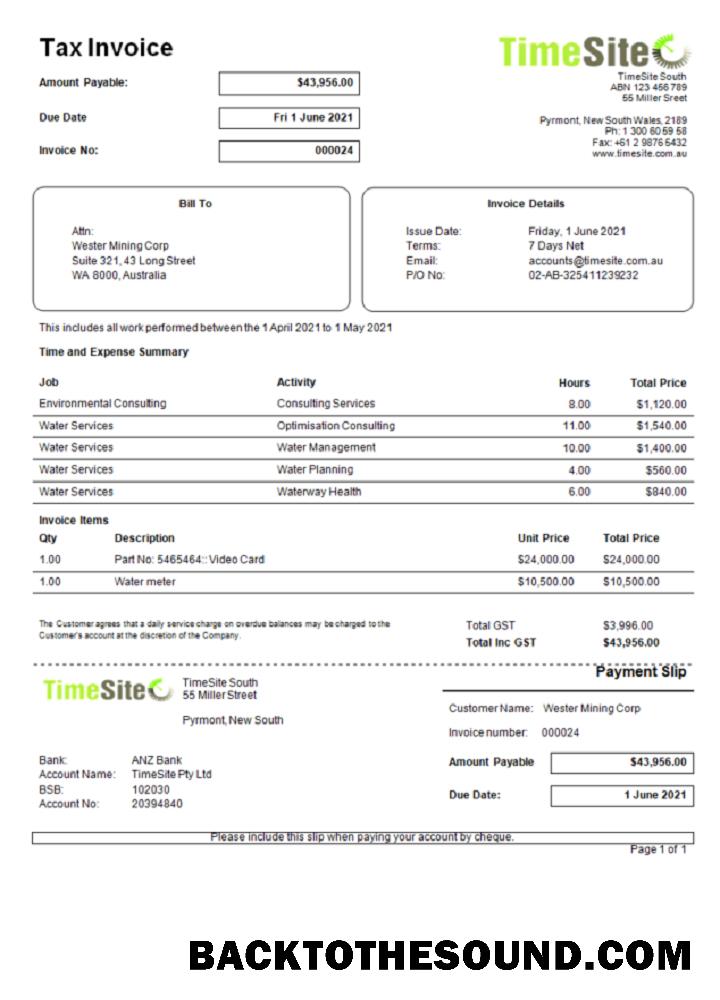 İndir Avustralya TimeSite easy to use Başvuru Fatura Örnek tasarım