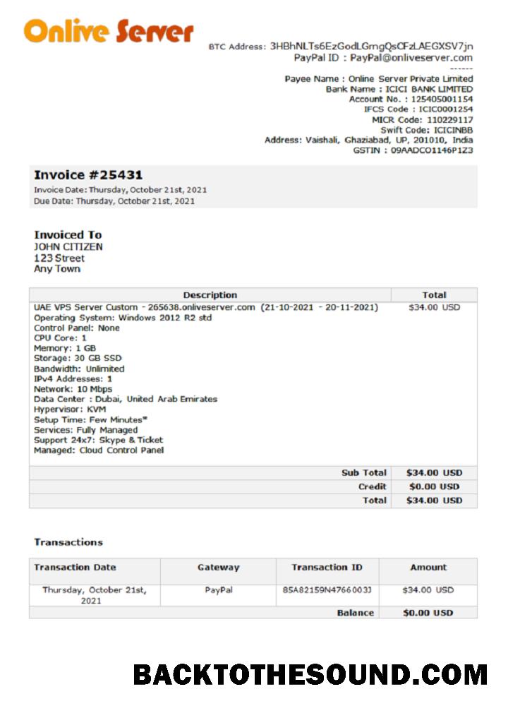 İndir Hindistan Online Sunucu Şirket Fatura Örnek örnek