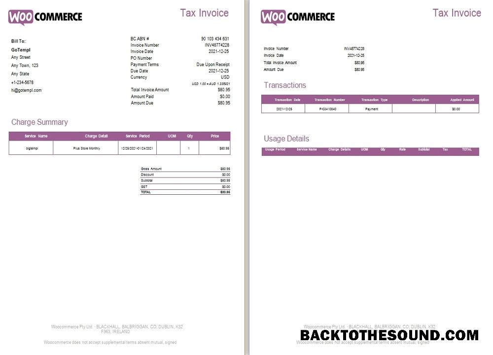 İndir İrlanda WooCommerce Vergi Fatura Örnek ön izleme