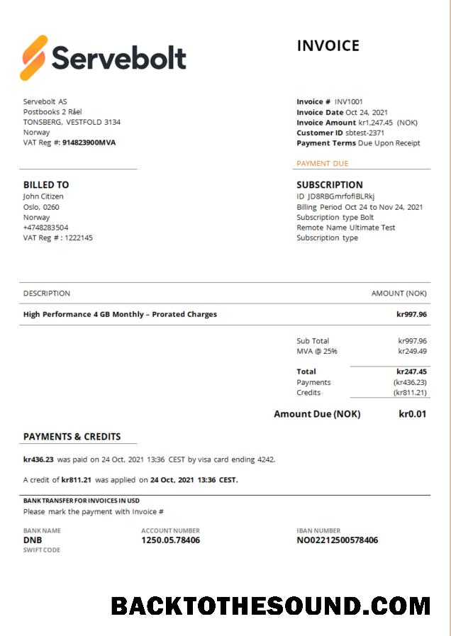 İndir Norveç Servebolt Yüksek performance hosting Şirket Fatura Örnek örnek