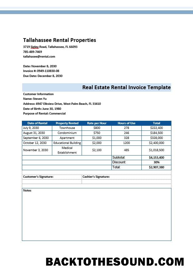 İndir Gerçek Estate Rental Fatura Örnek örnek