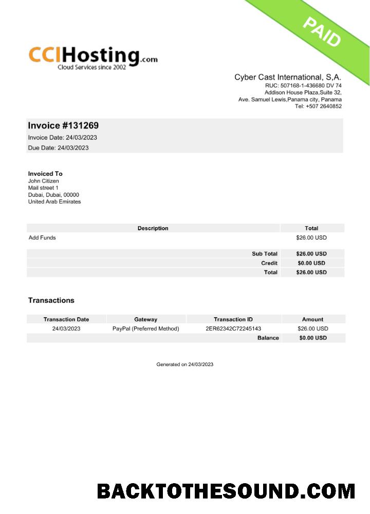 İndir BAE Cyber Cast uluslararası Fatura Word and PDF Örnek şablon