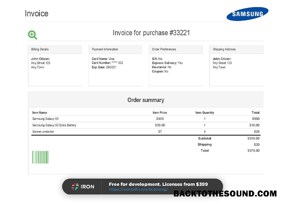 İndir ABD Samsung Fatura Örnek örnek