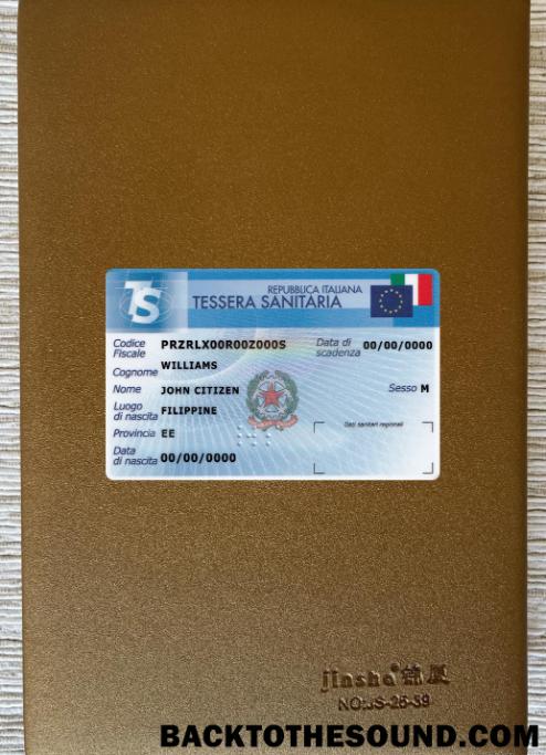 Λήψη Ιταλία Tessera Sanitaria (Υγεία Ασφάλεια Κάρτα) φωτο-εμφάνιση Εμπρός Δείγμα δείγμα