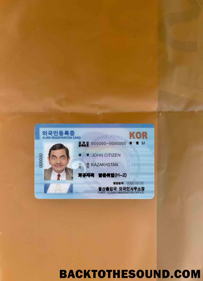 Λήψη South Korean αλλοδαπός εγγραφή Κάρτα (ARC) φωτο-εμφάνιση Εμπρός Δείγμα προσχέδιο