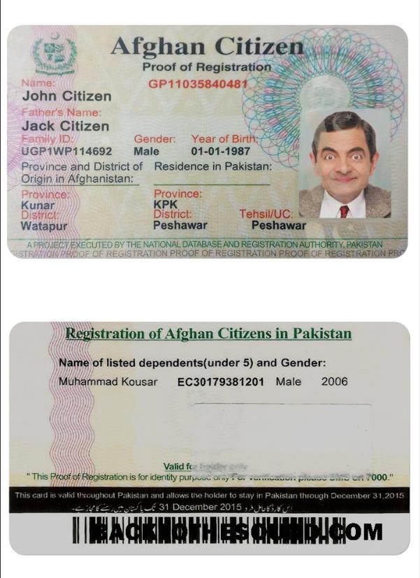 İndir Afganistan Citizen proof of kayıt Kart PSD Örnek örnek