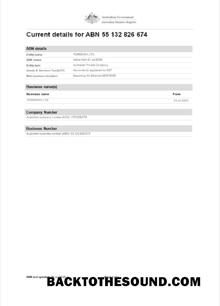 İndir Avustralya Kurumsal kayıt Word and PDF scr Örnek örnek