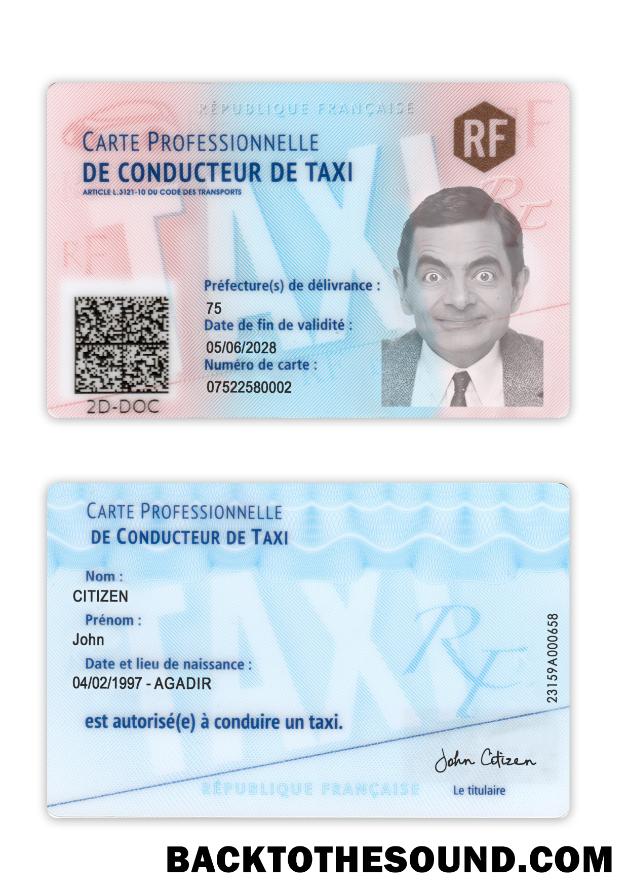 İndir Fransa taxi driver Kimlik Kartı Örnek taslak