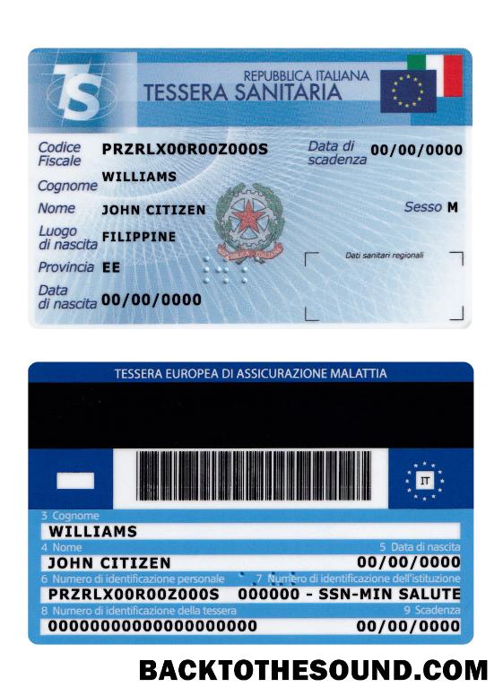 İndir İtalya Tessera Sanitaria (Sağlık Sigorta Kart) Örnek şablon
