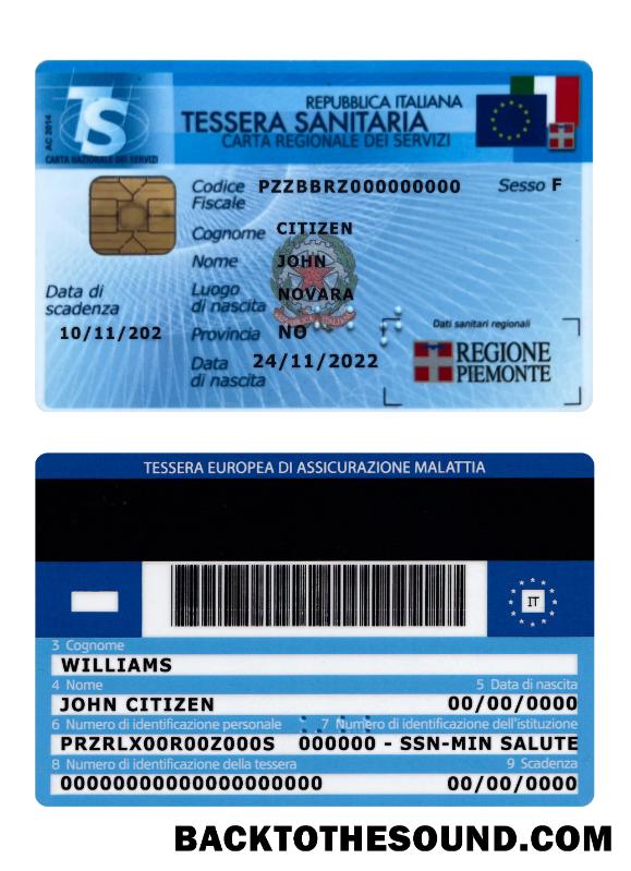 İndir İtalya Tessera Sanitaria (Sağlık Sigorta Kart) Sürüm 2 Örnek örnek