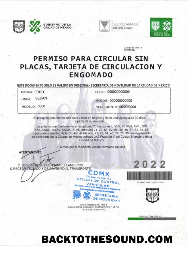 İndir Meksika Permiso Para Circular Sin Placas Örnek taslak