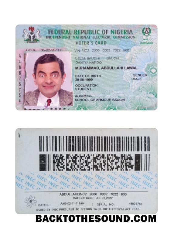 İndir Nijerya Voter's Kimlik Kartı Örnek tasarım