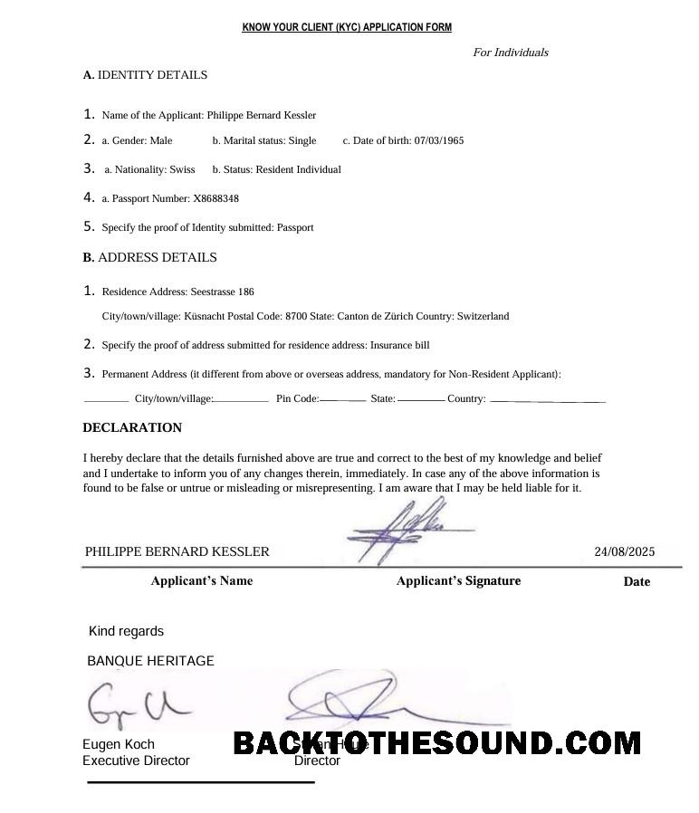 İndir İsviçre Banque Heritage Know Your Client (KYC) Başvuru Form Örnek örnek