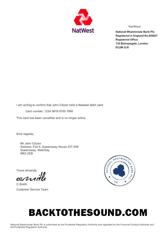 İndir Birleşik Krallık NatWest Banka Banka Kart Cancellation Onay Mektup Örnek şablon