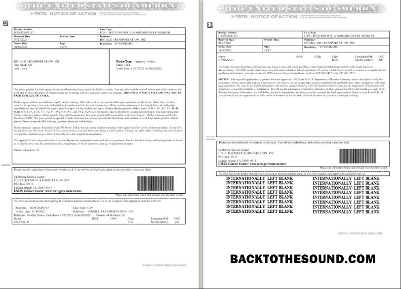 İndir ABD Form I 797B, Notice of Action in Word and PDF Format (2 pages) Örnek tasarım