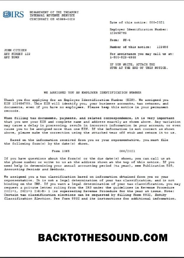 İndir ABD INTERNAL Gelir Hizmet (IRS) Employer kimlik tespiti Number (EIN) Kurumsal kayıt Örnek tasarım