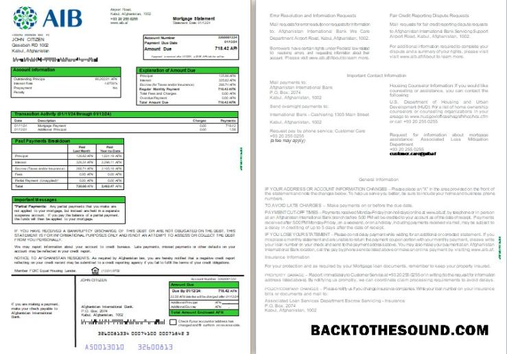 İndir Afganistan uluslararası Banka (AIB) İpotek Hesap Özeti, 3 pages 1 2 scr Örnek ön izleme