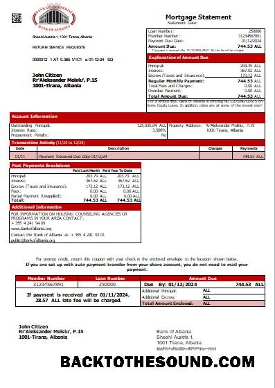 İndir Arnavutluk Banka of Arnavutluk İpotek Hesap Özeti scr Örnek örnek