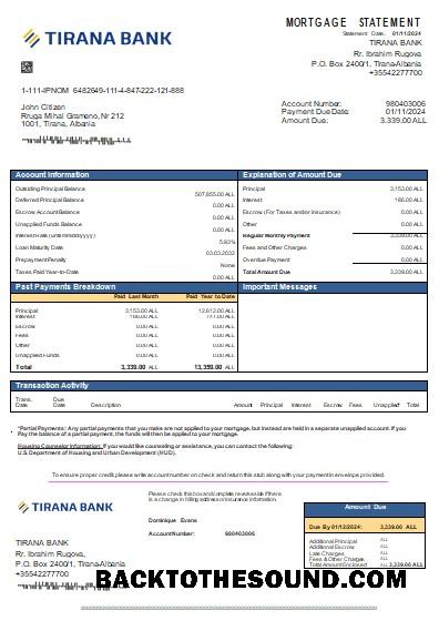 İndir Arnavutluk Tirana Banka İpotek Hesap Özeti scr Örnek şablon