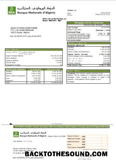 İndir Cezayir Banque nationale d'Algerie (BNA) Banka İpotek Hesap Özeti scr Örnek ön izleme