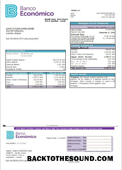 İndir Angola Banco Economico Banka İpotek Hesap Özeti scr Örnek tasarım