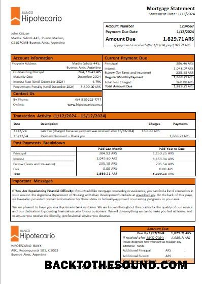 İndir Arjantin Banco Hipotecario Banka İpotek Hesap Özeti scr Örnek örnek