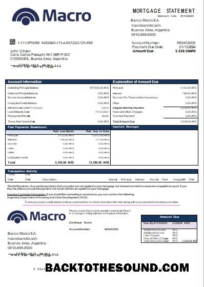 İndir Arjantin Banco Macro S.A. Banka İpotek Hesap Özeti scr Örnek tasarım