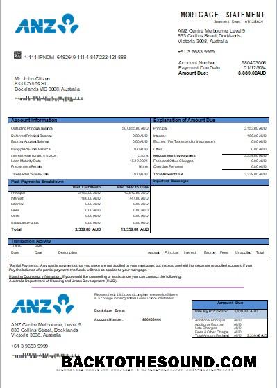 İndir Avustralya ANZ Banka İpotek Hesap Özeti scr Örnek taslak