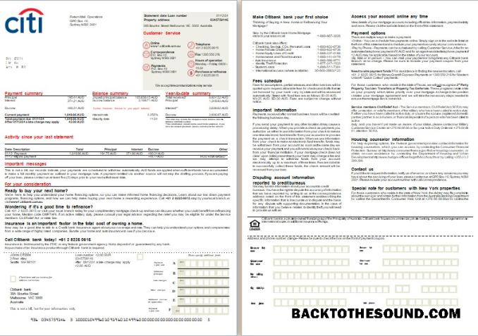 İndir Avustralya Citibank Banka İpotek Hesap Özeti, 2 pages, 1 2 scr Örnek taslak