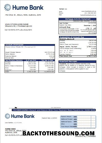 İndir Avustralya Humebank Banka İpotek Hesap Özeti scr Örnek şablon