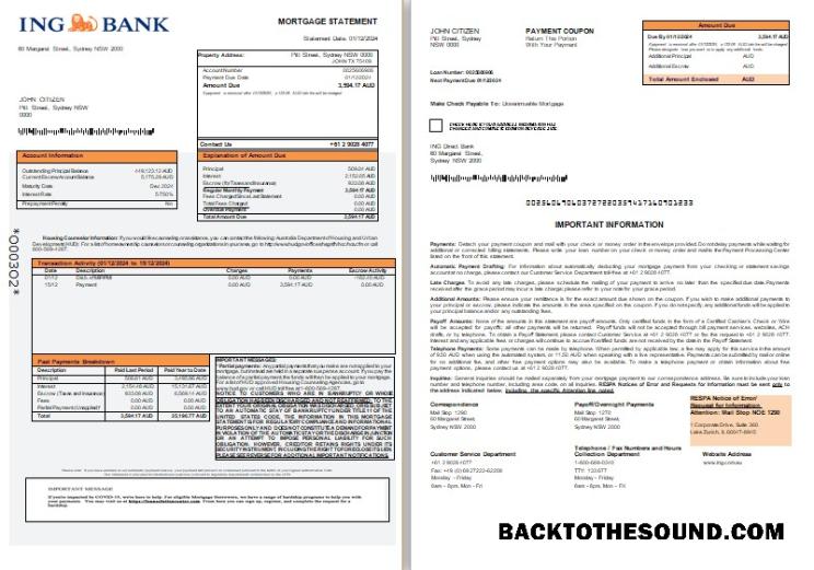 İndir Avustralya ING Direct Banka İpotek Hesap Özeti, 3 pages, 1 2 scr Örnek örnek