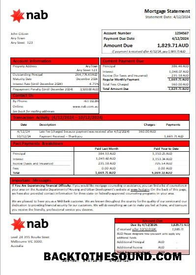 İndir Avustralya NAB Banka İpotek Hesap Özeti scr Örnek örnek