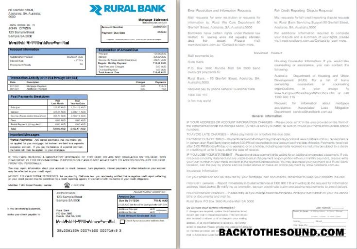 İndir Avustralya Rural Banka İpotek Hesap Özeti, 2 pages, 1 2 scr Örnek tasarım