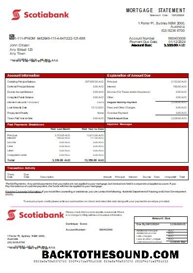 İndir Avustralya Scotiabank Banka İpotek Hesap Özeti scr Örnek örnek