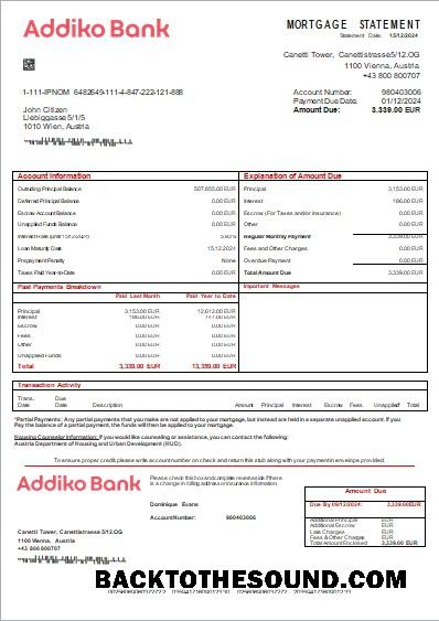 İndir Avusturya Addiko Banka İpotek Hesap Özeti scr Örnek örnek
