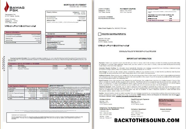 İndir Avusturya BAWAG PSK Banka İpotek Hesap Özeti, 3 pages, 1 2 scr Örnek ön izleme