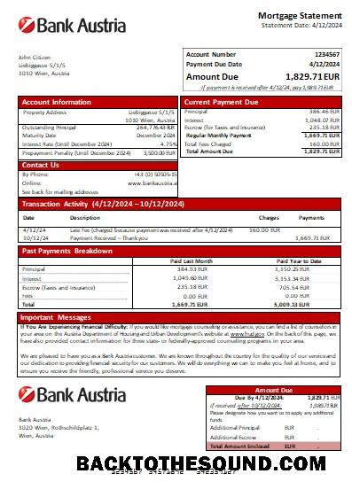 İndir Avusturya Banka Avusturya Banka İpotek Hesap Özeti scr Örnek tasarım