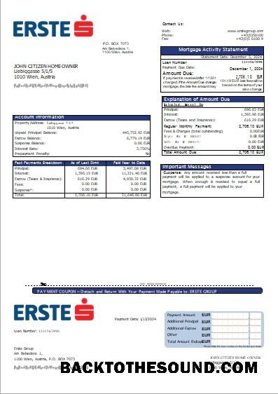 İndir Avusturya Erste Group Banka İpotek Hesap Özeti scr Örnek şablon