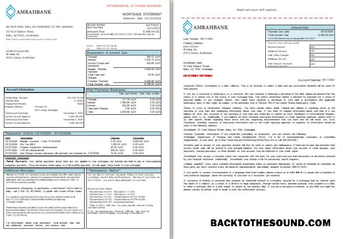İndir Azerbaycan Amrahbank Banka İpotek Hesap Özeti, 3 pages, 1 2 scr Örnek tasarım